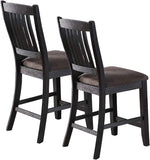 Dark Coffee Classic Wood Kitchen Dining Room Set of 2 High Chairs Fabric upholstered Seat Unique B01183543