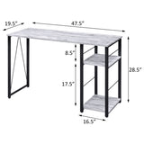 Antique White and Black 2-Shelf Rectangular Writing Desk B062P184547