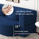 Modern Floor Sofa with 2 Pillows,Convertible Teddy Fabric Foam-Filled Sleeper Sofa Bed,15" Full Size 10423071