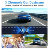 3 Channel Dash Cam for Cars, 1080P Full HD Front Camera with 480P Interior & Rear 45818878