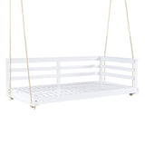 TOPMAX Country Patio Wooden Twin Size Swing Daybed Porch Swing Frame with 4pcs 96-inch Hemp Ropes N717P265856K