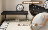 47*16 Inch Multifunctional Black Shoe Bench - Faux PU Cushion, Sturdy Metal Legs With Gold W1151P214994