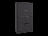 Kobuk 4 Door Shoe Rack, 4 Shelves, Black Wengue B097P480476