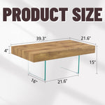 ZUN Natural Style MDF Coffee Table - 39.3"x21.6" with Tempered Glass Legs.Density Board W1151P233514