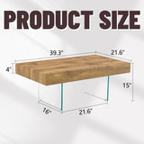 ZUN Natural Style MDF Coffee Table - 39.3"x21.6" with Tempered Glass Legs.Density Board W1151P233514