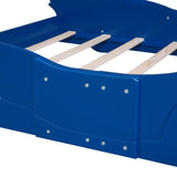 Full Size Race Car-Shaped Platform Bed with Wheels,Blue WF298788AAC