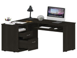 L-Shaped Desk, Keyboard Tray, Two Drawers, One Open Shelf, Black B097133035