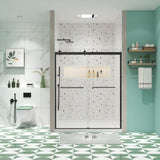 Bypass shower door, sliding door, with 5/16" tempered glass and Matted black finish 6074 W2122P166976