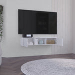 ZUN Glen Floating TV Stand with Side Doors and Central Media Shelf B200P173205