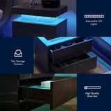 Nightstand LED Bedside Table Cabinet Lights Modern End Side with 2 Drawers for Bedroom W2178138741