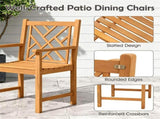 5-Piece Acacia Wood Patio Dining Set for 4, Square Outdoor Table with Umbrella Hole & Ergonomic 19480283