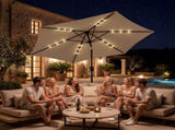 9ft Solar Patio Umbrella with LED Lights, Outdoor Market Table Umbrella with Push Button Tilt & 40652998
