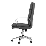 ZUN Grey and Chrome Upholstered Office Chair with Casters B062P145687