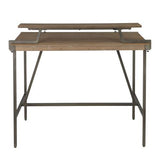Gia Industrial Counter Table in Antique Metal and Brown Wood-Pressed Grain Bamboo by LumiSource B202P223309