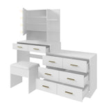 ZUN Large Makeup Vanity with Lights, Vanity Table with Charging Station, Vanity Desk with Mirror and 10 28093382