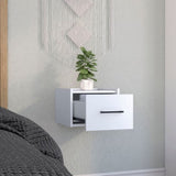 ZUN Boa Floating Nightstand , End Table, Side Table Wall-Mounted Single Drawer Design with Handle- White B200137812