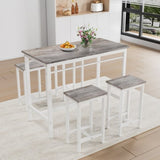 5-piece modern kitchen table with four bar stools Bar table set 5PC,metal frame and MDF, white W578P310676