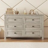 Retro Farmhouse Style Wooden Dresser with 6 Drawer, Storage Cabinet for Bedroom, Anitque Gray WF317946AAG