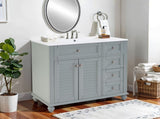 36" Blue Grey Bathroom Vanity with Ceramic Sink - Soft-Close Drawers, Solid Wood Frame, W2896P344088