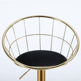 Black velvet bar chair, pure gold plated, unique design,360 degree rotation, adjustable W117065087