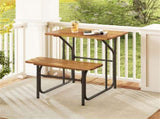 Unique One-Side Acacia Wood Patio Table & Bench Set, Combineable for Picnic & Leisure 45513631