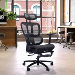 ZUN Adjustable Ergonomic Black Mesh Office with Headrest and Footrest, Conference/Computer Desk B011P213340