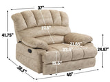 Large Manual Recliner Chair in Fabric for Living Room, Beige 56614352
