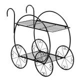 Paint With Handle Cart Shape 2 Layer Plant Stand Black 98903274