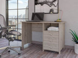 Computer Desk with Open Storage Shelf and 3-Drawers, Light Gray B097132887