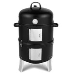 ZUN Vertical Steel Charcoal Smoker, Heavy Duty Double Layer Round BBQ Grill for Outdoor Cooking, Black 53758483