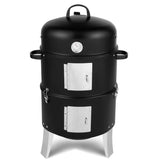 ZUN Vertical Steel Charcoal Smoker, Heavy Duty Double Layer Round BBQ Grill for Outdoor Cooking, Black 53758483