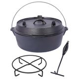 Pre-Seasoned Cast Iron Dutch Oven With Skillet Lid, Outdoor Camping Deep Pot for Camping Fireplace W465P236474