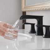 ZUN Bathroom Faucets for Sink 3 Hole Black 8 inch Widespread Bathroom Sink Faucet with Pop Up Drain W1932P182993