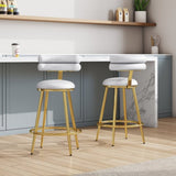 27.65'' Modern Counter Stools Set of 2,Light gray velvet Counter Stools with iron Frame,Soft back N780P194940W