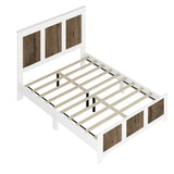 Farmhouse Wooden Platform Queen Size Bed, Modern Platform Bed with Wooden Strip Decoration, Plywood WF530906AAK