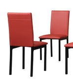 Noyes Faux Leather Seat Metal Frame Dining Chairs, Set of 4, Red T2574P164526