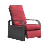 ZUN Outdoor Garden Recliner Chair, Automatic Adjustable Wicker Lounge Recliner Chair with Comfy Thicken W1889109407