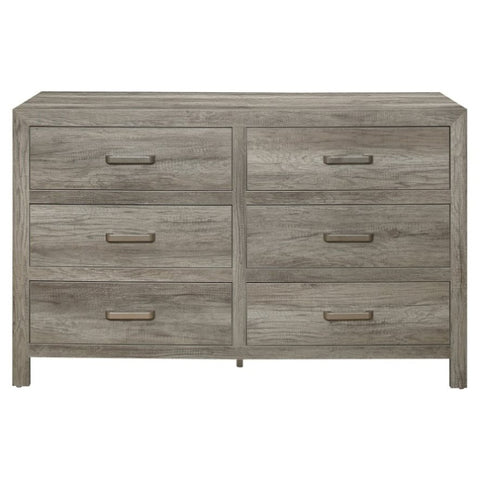 ZUN Rusticated Style Weathered Gray Finish 1pc Dresser of 6x Drawers Transitional Bedroom Wooden B01191703