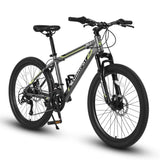 24 Inch Mountain Bike Boys Girls, Steel Frame, Shimano 21 Speed Mountain Bicycle with Daul Disc 71881206