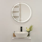 ZUN 24 in. White Framed Dimmable Anti-Fog LED Bathroom Vanity Mirror W716P233471