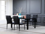 4pcs Elegant Dining Chairs with 6 Grids Decoration Backrest White Cushion Black 69161445