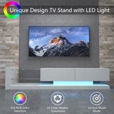 TV Console with Storage Cabinets, Full RGB Color 31 Modes Changing Lights Remote RGB LED TV Stand, W1701105065