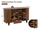 39" Fluted Liquor & Coffee Bar with 6 Wine Racks and 3 Glass Holders, Mid-Century Modern Bar 61879634