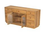 Cabinet with storage for living and dining room entrance, large size, 2 doors and 7 drawers, Natural N780P330601N
