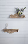 ZUN 31.5x7x9.5" Timeless Fir Wood Floating Wall Shelf with Floral Motif W2078P223129