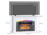 43" Shaker White Fireplace Media Console, Single Mantel with RGB Lights for 58783641