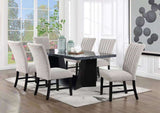 Unique Contemporary Gray Boucle Fabric Set of 2pc Dining Chairs Black Wooden Legs Parson Side Chair B011P234754