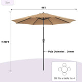 9FT Outdoor Patio Umbrella Market Table Polyester Fabric Canopy Iron Frame 8 Ribs UV Protection 63266915