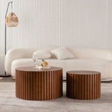 ZUN Round Wood Coffee Table for Living Room for Small Space Apartment and No Need Assembly W3081P255021