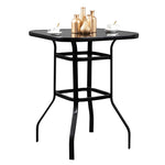 ZUN Wrought Iron Glass High Bar Table Patio Bar Table Black 70228562